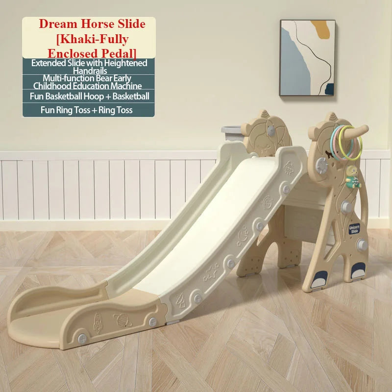 Foldable Toddler Slide & Climber with Hoop + Ring Toss – Indoor/Outdoor