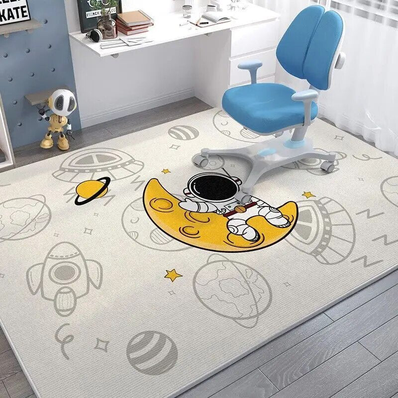Cartoon Spaceman Rug - Non-Slip, Fashionable Mat for Kids' Rooms