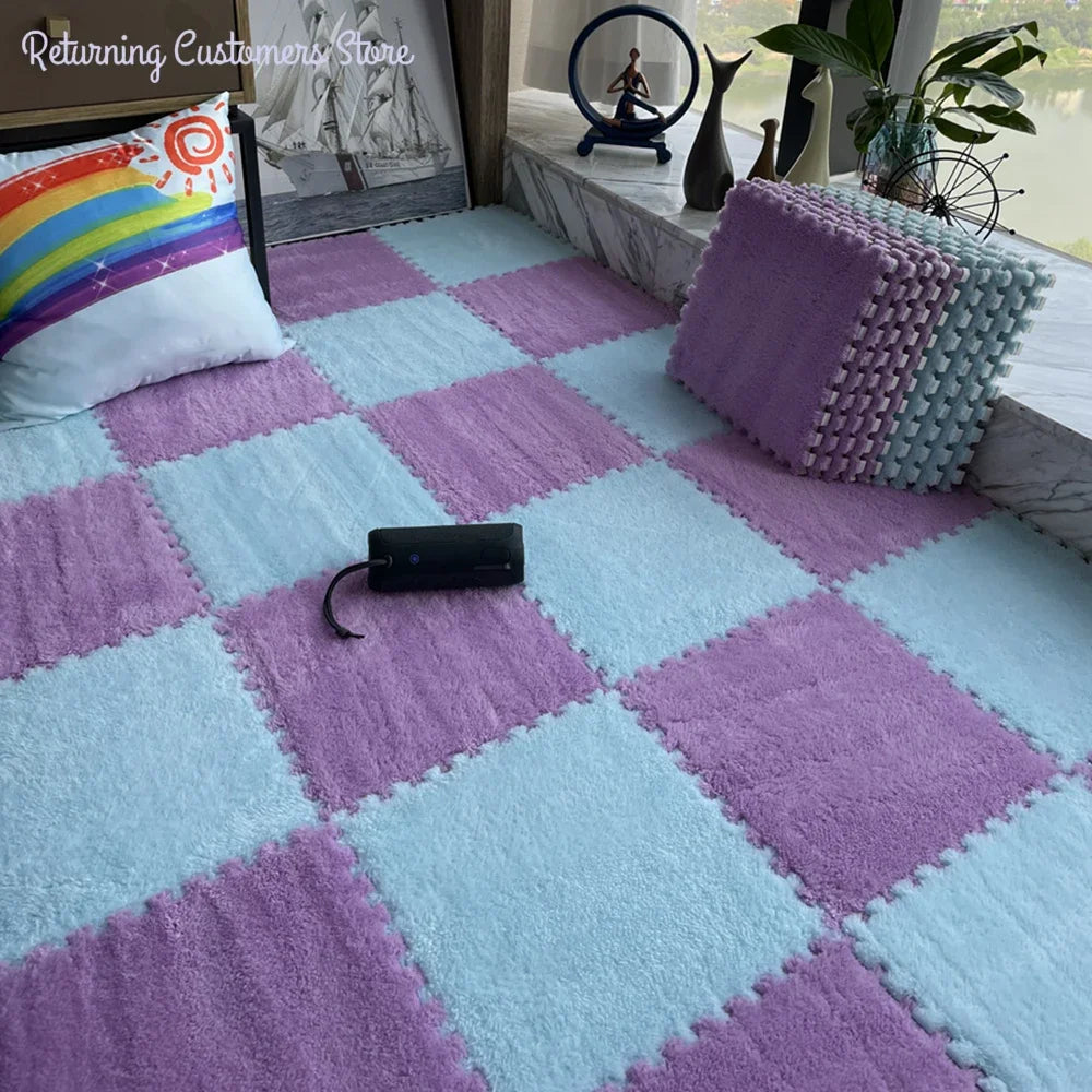Soft Plush Interlocking Kids Play Mat Tiles – 30×30 cm