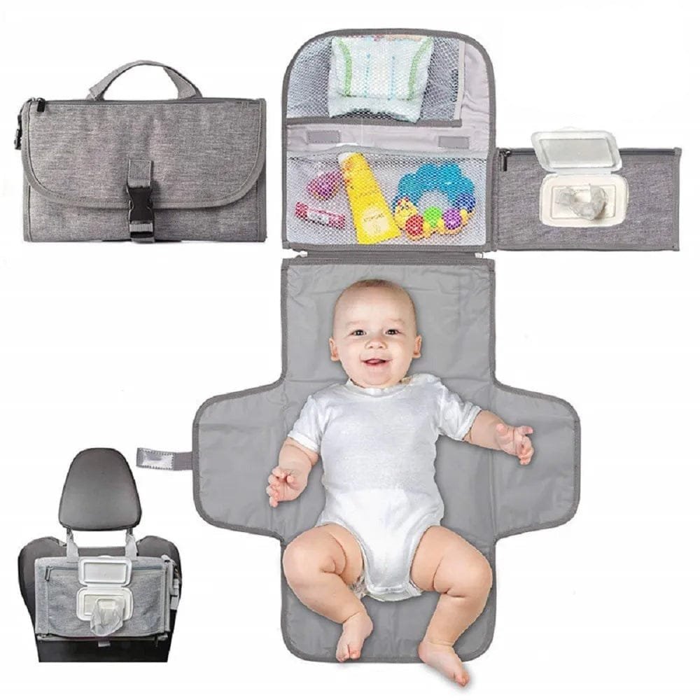 Portable Diaper Changing Pad with Smart Wipes Pocket