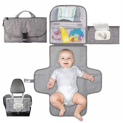 Portable Diaper Changing Pad with Smart Wipes Pocket