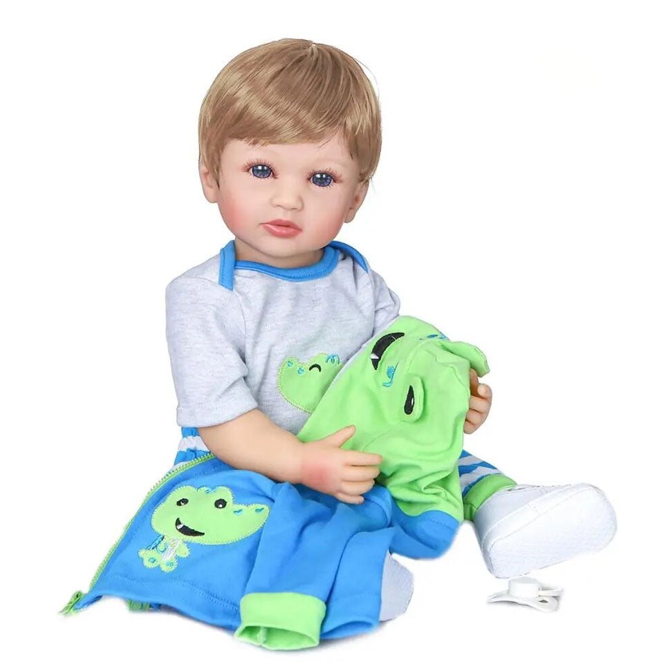 55cm Handmade Reborn Baby Boy - Two Colors Hair, Soft Silicone Body
