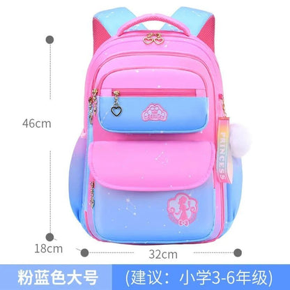 Orthopedic Girls' Primary School Backpack: Gradient Color, Large Capacity