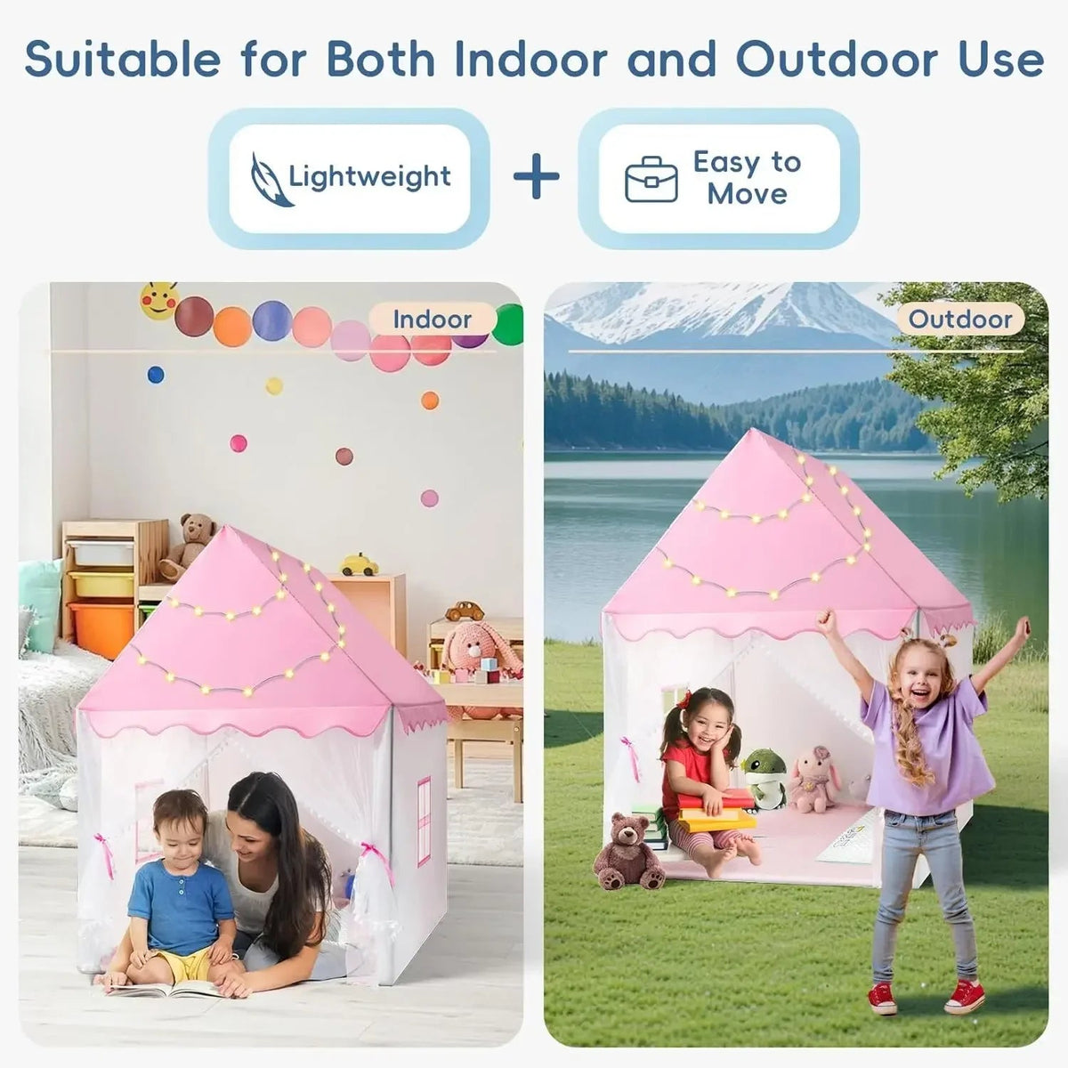 Princess Castle Teepee Playhouse – Foldable Indoor/Outdoor Kids Tent
