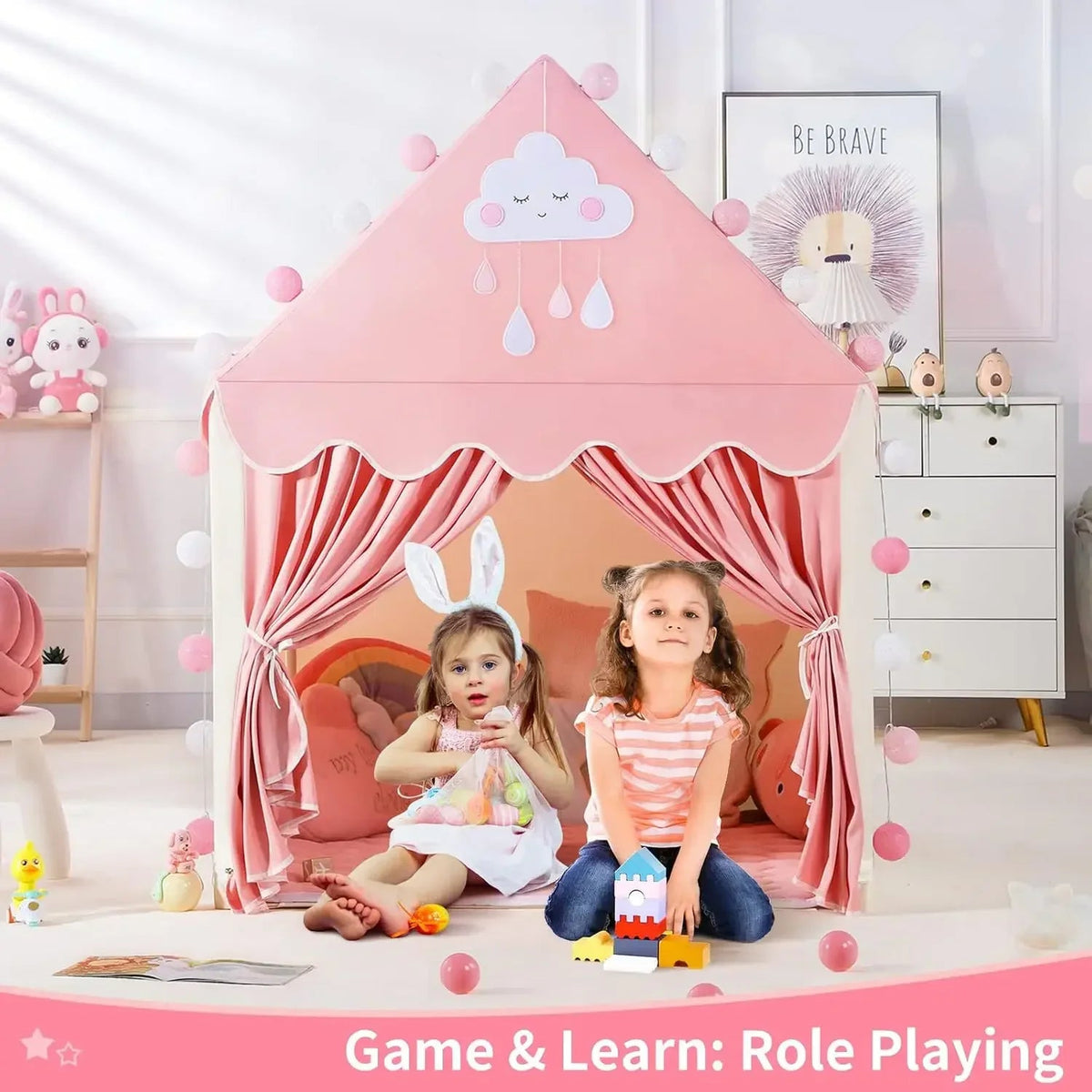 Princess Castle Teepee Playhouse – Foldable Indoor/Outdoor Kids Tent