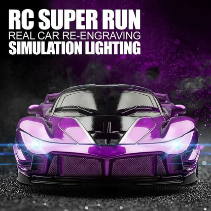 1/18 RC Sports Car with LED Light - 2.4G High-Speed Drift Toy