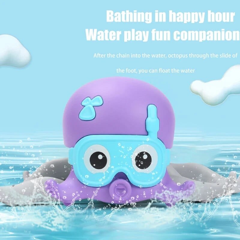 Octopus & Baby Shark Bath Toys with Zipper Play Feature