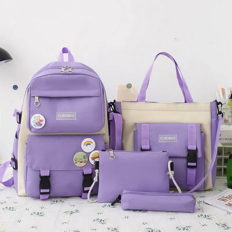 5Pc Harajuku Kawaii School & Laptop Bag Set for Teen Girls