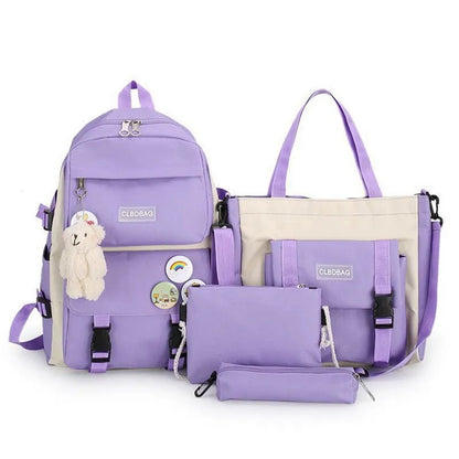 5Pc Harajuku Kawaii School & Laptop Bag Set for Teen Girls