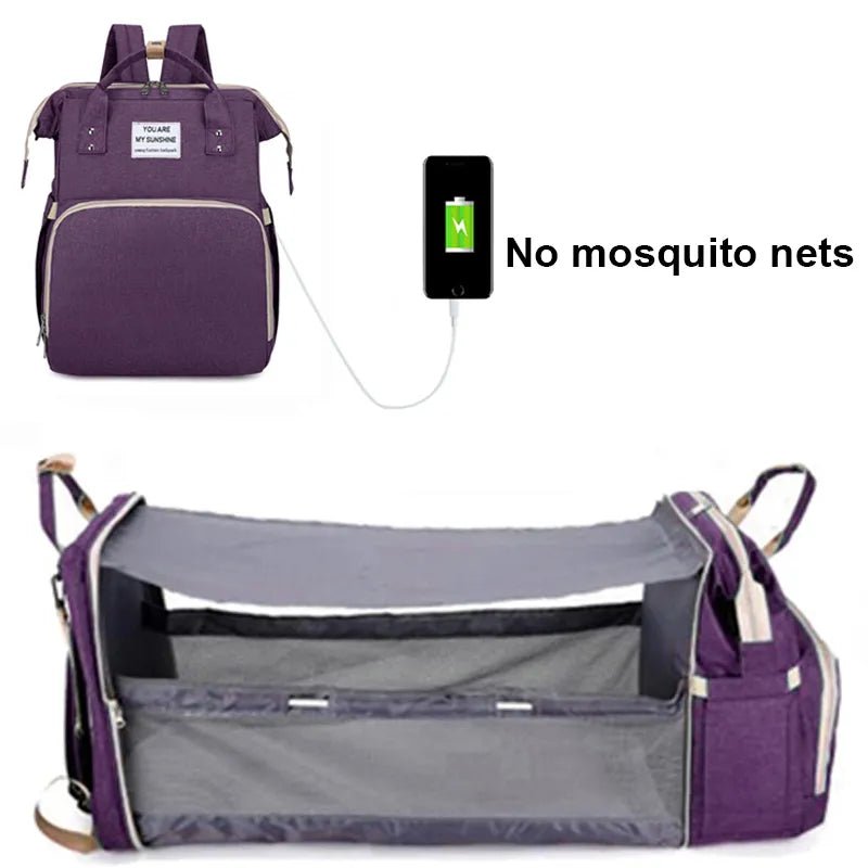 Folding Mommy Bag: Portable Crib Bed & Large-capacity Baby Backpack