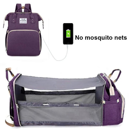 Folding Mommy Bag: Portable Crib Bed & Large-capacity Baby Backpack