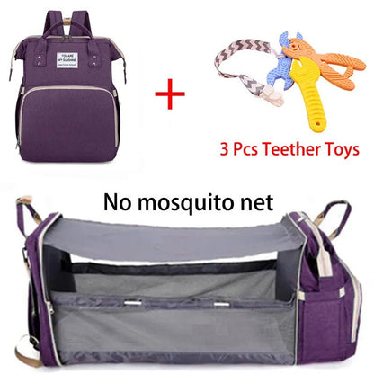 Folding Mommy Bag: Portable Crib Bed & Large-capacity Baby Backpack