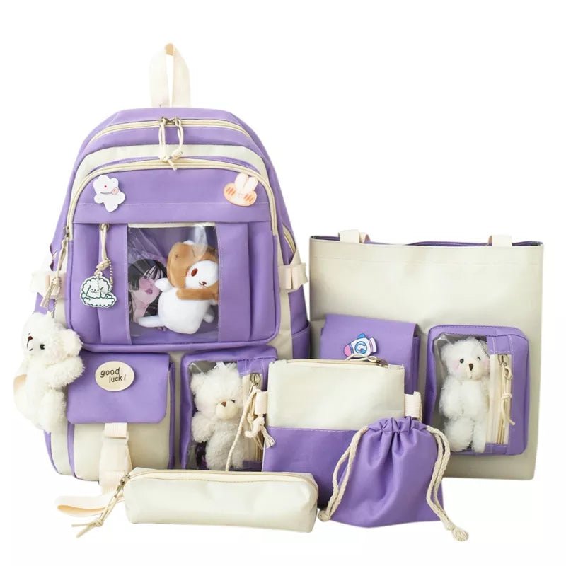 5Pc Harajuku Kawaii School & Laptop Bag Set for Teen Girls