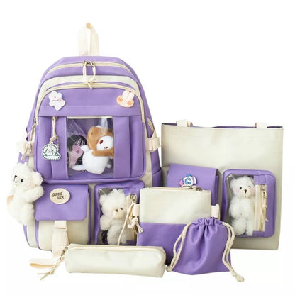 5Pc Harajuku Kawaii School & Laptop Bag Set for Teen Girls