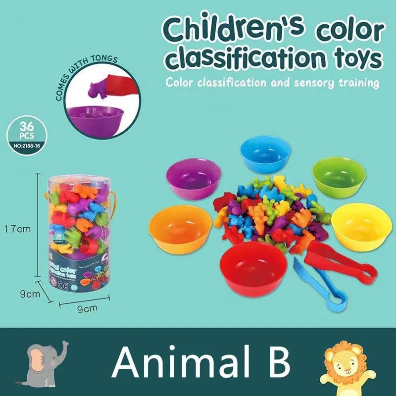Rainbow Animal Matching Game: Montessori Sensory Toy