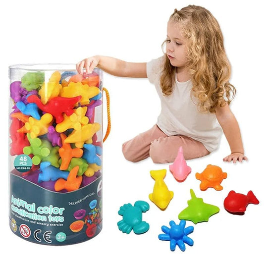 Rainbow Animal Matching Game: Montessori Sensory Toy