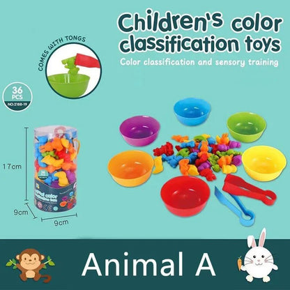 Rainbow Animal Matching Game: Montessori Sensory Toy