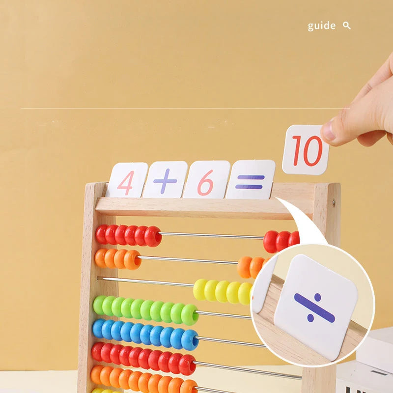 Montessori Wooden Abacus – Rainbow Counting Beads