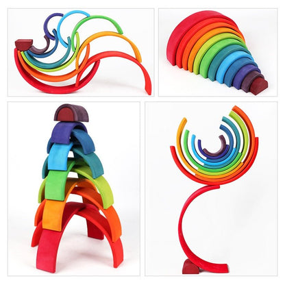 Kids Creative Rainbow Building Blocks Montessori Learning Toy