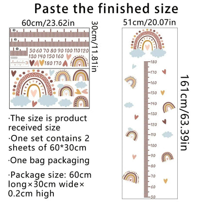Pink Rainbow Kids Growth Chart - Wall Sticker Measure Art