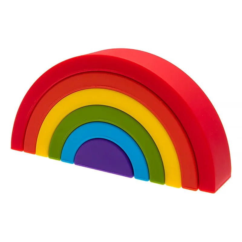 6-10pc BPA-Free Silicone Baby Blocks - Rainbow Montessori Toy
