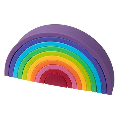 6-10pc BPA-Free Silicone Baby Blocks - Rainbow Montessori Toy