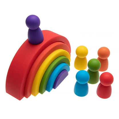 6-10pc BPA-Free Silicone Baby Blocks - Rainbow Montessori Toy