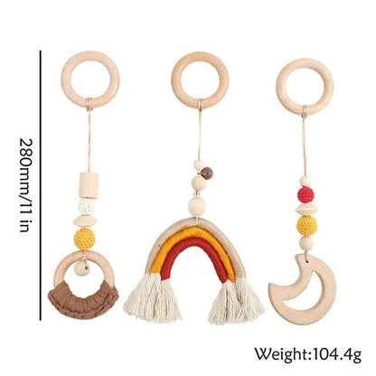 1 Set Wooden Baby Gym & Activity Fitness Stand with Rattle