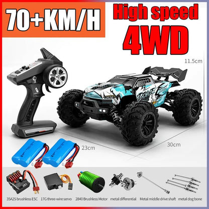 75KM/H 4x4 RC Monster Truck - LED, Brushless, 1/16 Scale