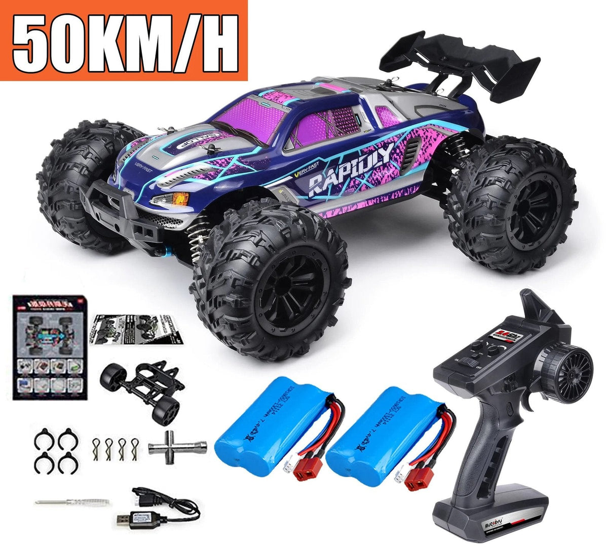 75KM/H 4x4 RC Monster Truck - LED, Brushless, 1/16 Scale