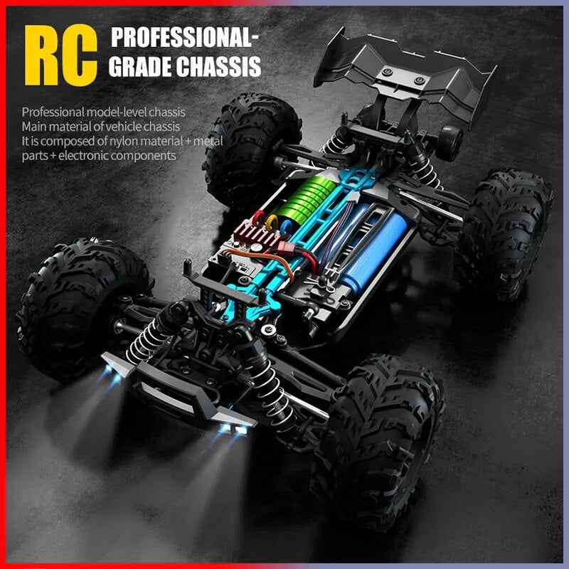 75KM/H 4x4 RC Monster Truck - LED, Brushless, 1/16 Scale