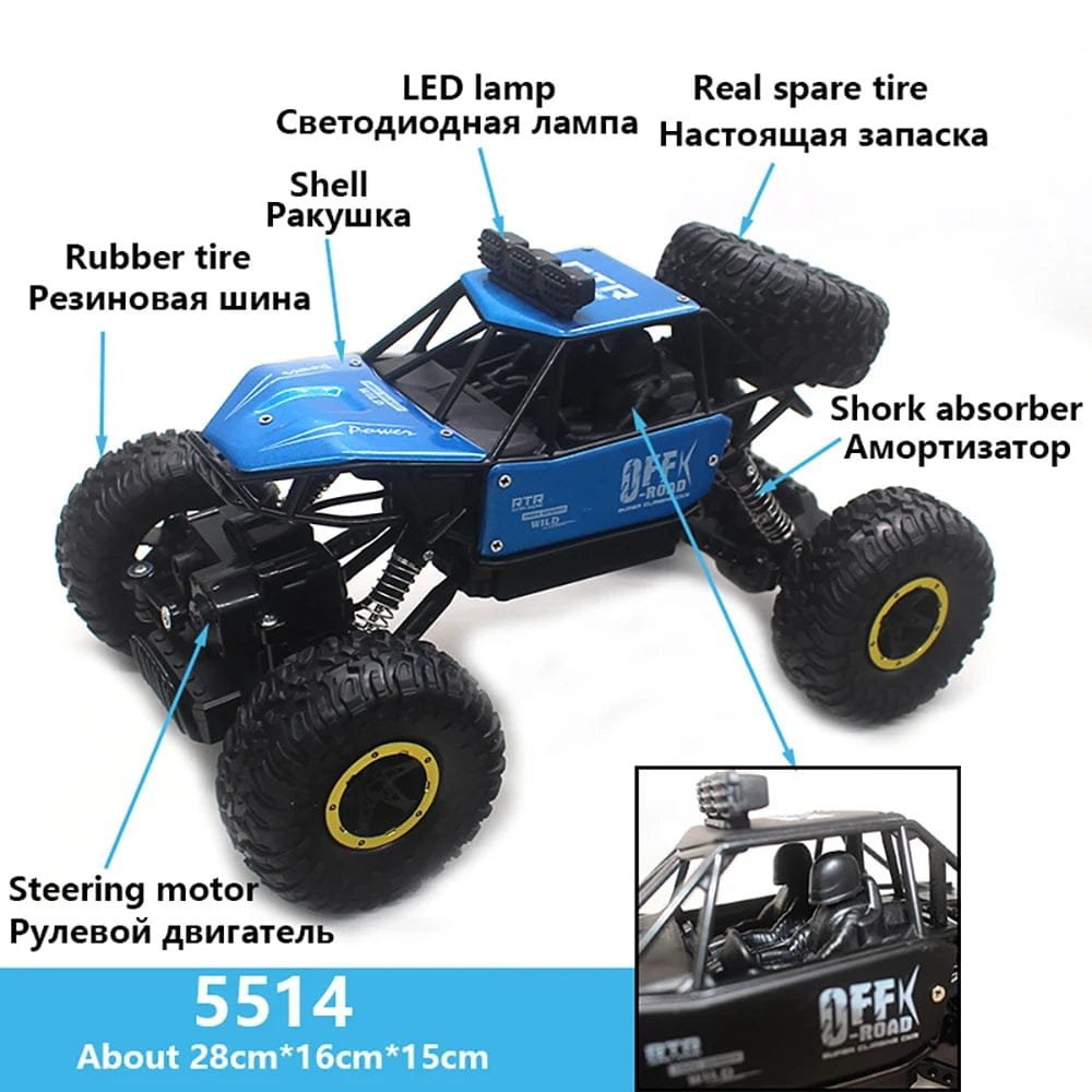 Paisible 4WD RC Car with Bubble Machine - Rock Crawler Toy