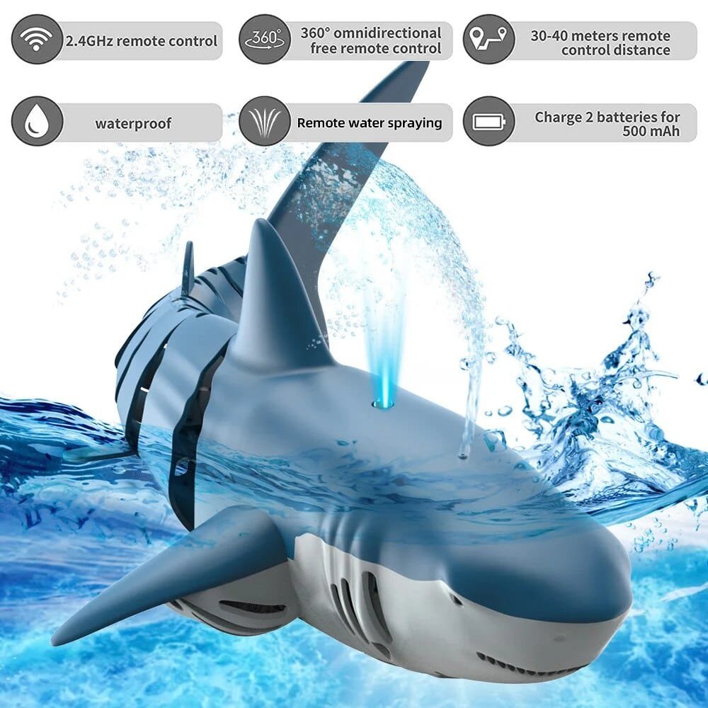 Smart RC Shark & Whale Spray Water Toy - Remote Control Fish Robot