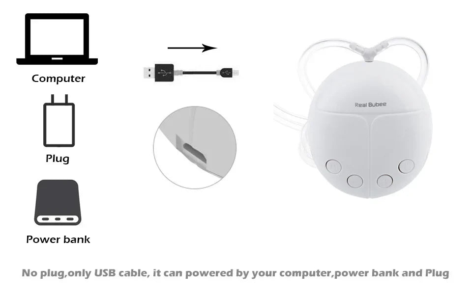 Real Bubee Electric Breast Pump - Single/Double, USB, BPA Free