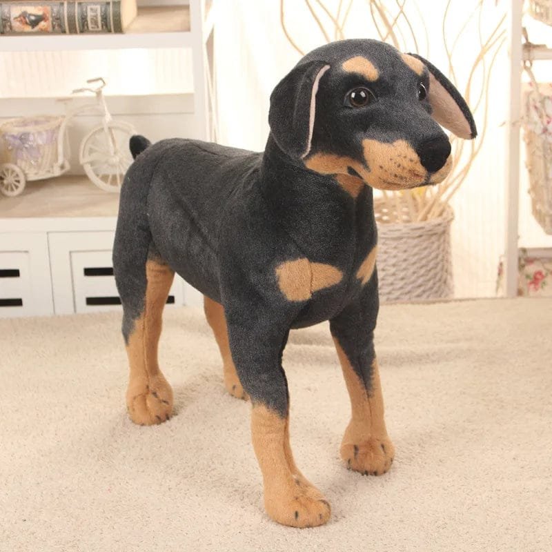 Realistic Standing Black Dog Plush - Stuffed Animal Prop