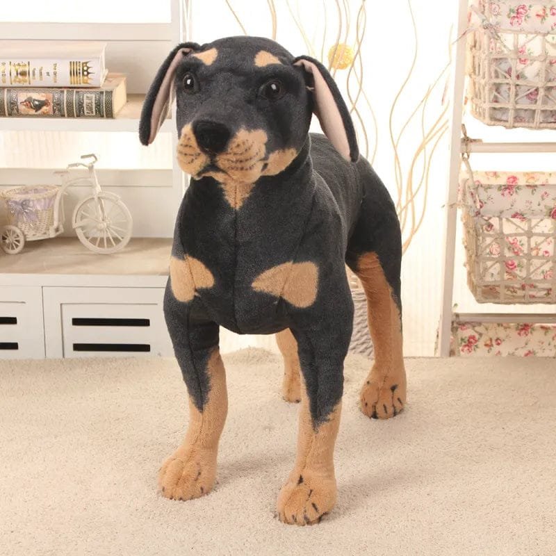 Realistic Standing Black Dog Plush - Stuffed Animal Prop