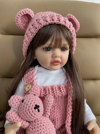 55 CM Reborn Doll - Realistic Silicone Newborn Girl, Toddler Toy Gift