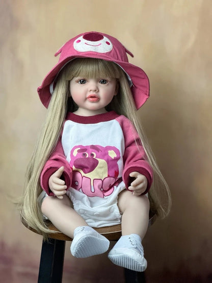 55cm Soft Silicone Reborn Baby Girl - Lifelike, Long Hair