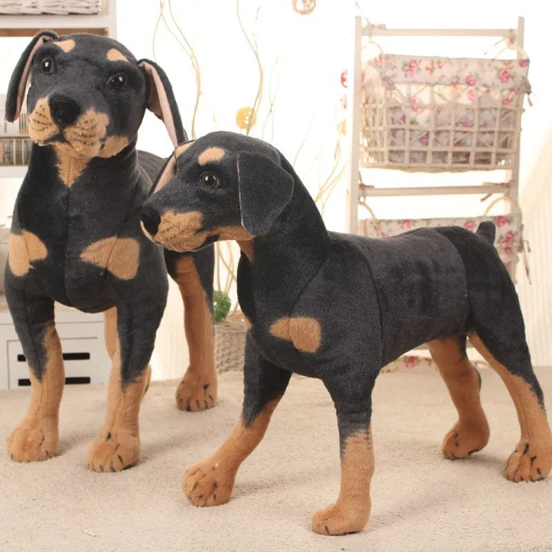 Realistic Standing Black Dog Plush - Stuffed Animal Prop
