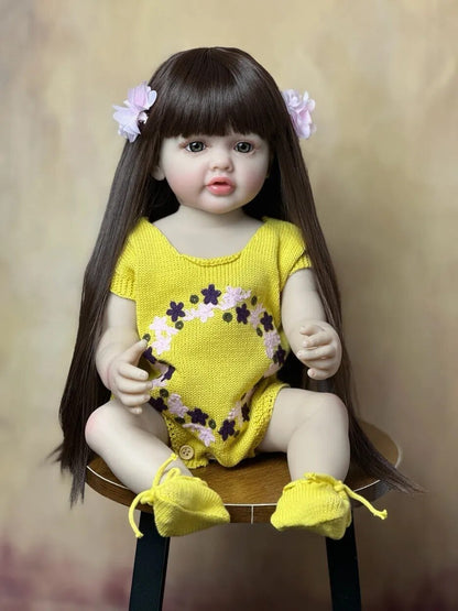 55 CM Reborn Doll - Realistic Silicone Newborn Girl, Toddler Toy Gift