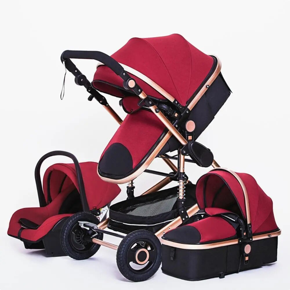Multifunctional 3-in-1 Baby Stroller: Luxury High Landscape Folding Carriage