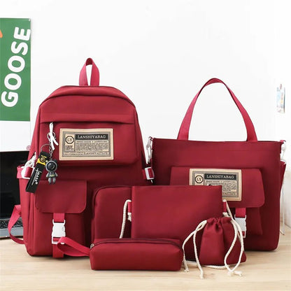 5Pc Harajuku Kawaii School & Laptop Bag Set for Teen Girls
