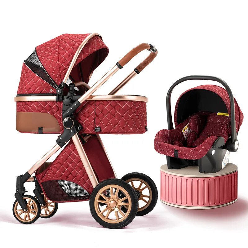Multi-functional 3-in-1 Baby Stroller: High Landscape, Reclining, Lightweight