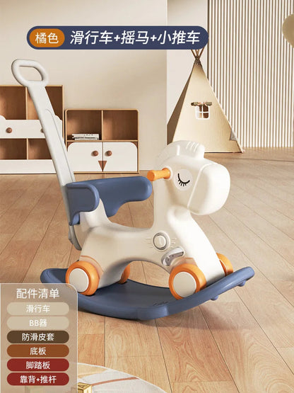 2-in-1 Baby Rocking Horse & Ride-On Car (Fall-Safe)