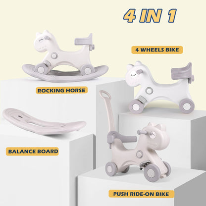 Rocking Horse Ride-On with Safety Push Handle (33.5")