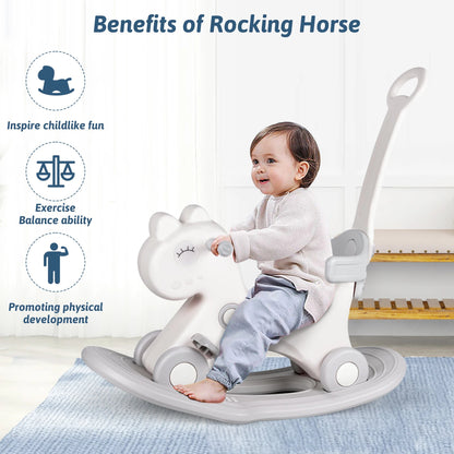 Rocking Horse Ride-On with Safety Push Handle (33.5")