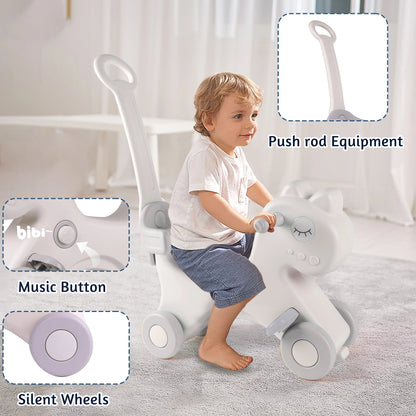 Rocking Horse Ride-On with Safety Push Handle (33.5")