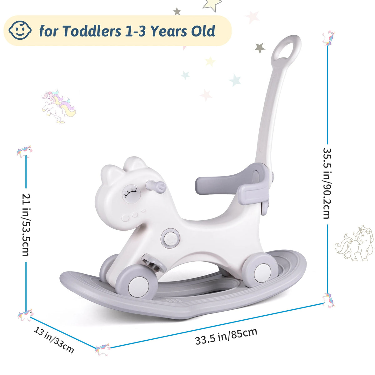 Rocking Horse Ride-On with Safety Push Handle (33.5")