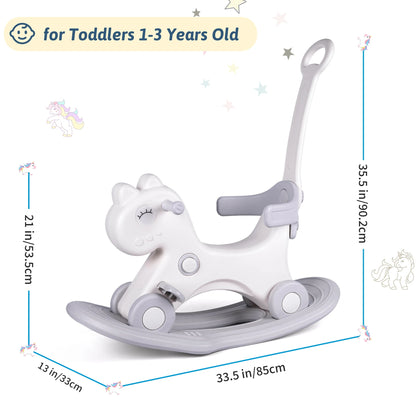 Rocking Horse Ride-On with Safety Push Handle (33.5")