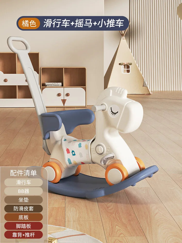 2-in-1 Baby Rocking Horse & Ride-On Car (Fall-Safe)
